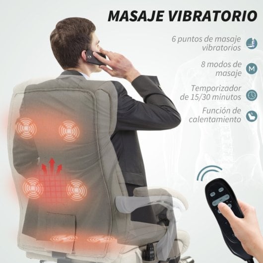 Homcom Cadeira de escritório de massagem reclinável com altura ajustável Bege