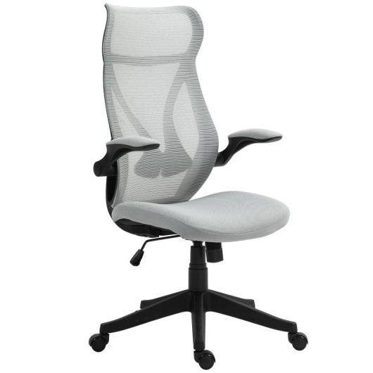 Homcom Silla De Escritorio De Malla Con Altura Ajustable Carga 120 Kg Gris Claro