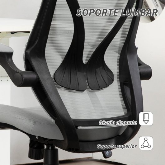 Homcom Silla De Escritorio De Malla Con Altura Ajustable Carga 120 Kg Gris Claro