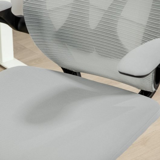 Homcom Silla De Escritorio De Malla Con Altura Ajustable Carga 120 Kg Gris Claro
