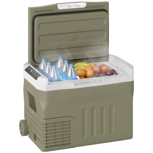 Outsunny Nevera Portátil Eléctrica 30L 12v/24v Con Compresor Pantalla Led Verde