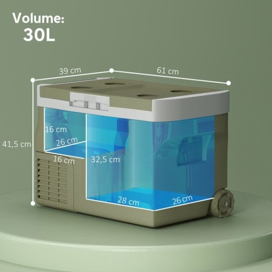 Outsunny Nevera Portátil Eléctrica 30L 12v/24v Con Compresor Pantalla Led Verde