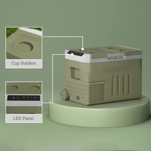 Outsunny Nevera Portátil Eléctrica 30L 12v/24v Con Compresor Pantalla Led Verde