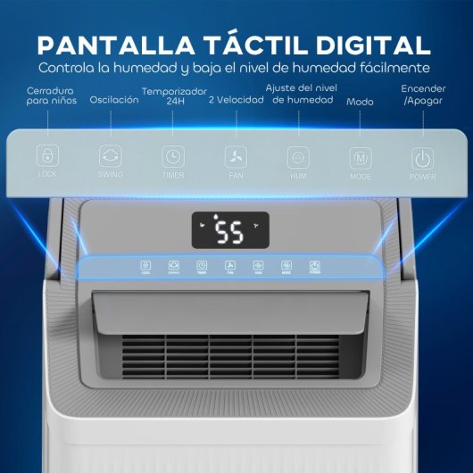 Homcom Desumidificador 35l/dia Depósito De Água 5,5l até 40-100㎡ Branco