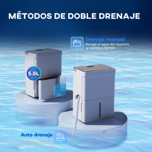 Homcom Desumidificador 35l/dia Depósito De Água 5,5l até 40-100㎡ Branco