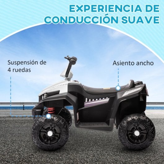 Aiyaplay Quad Eléctrico Para Niños De +3 Años Con Batería 12v Blanco