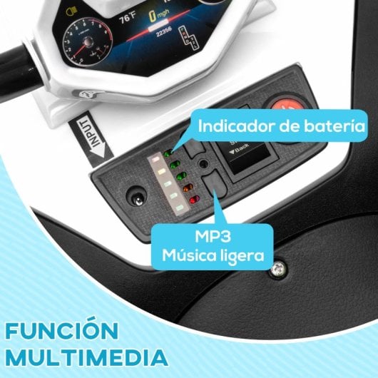 Aiyaplay Quad Eléctrico Para Niños De +3 Años Con Batería 12v Blanco