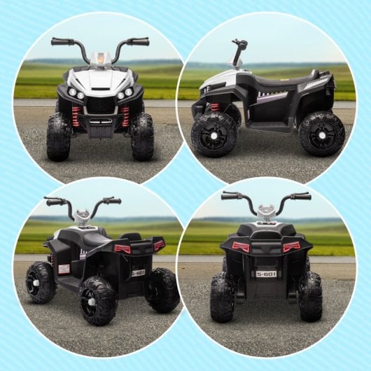 Aiyaplay Quad Eléctrico Para Niños De +3 Años Con Batería 12v Blanco