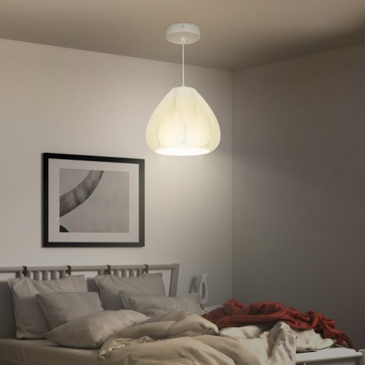 Homcom Lámpara Colgante Moderna E27 con Pantalla de Impresión 3D Blanco