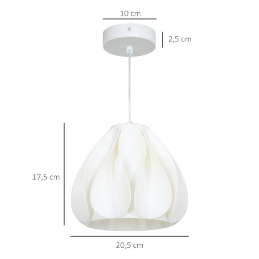 Homcom Lámpara Colgante Moderna E27 con Pantalla de Impresión 3D Blanco