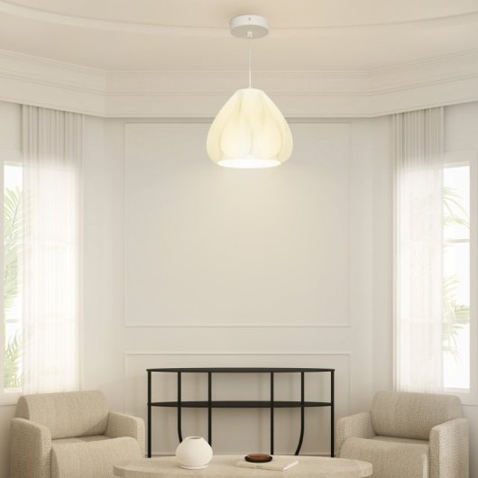 Homcom Lámpara Colgante Moderna E27 con Pantalla de Impresión 3D Blanco