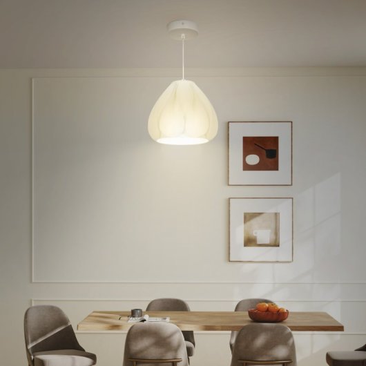 Homcom Lámpara Colgante Moderna E27 con Pantalla de Impresión 3D Blanco