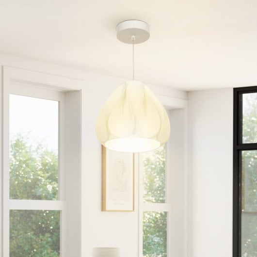 Homcom Lámpara Colgante Moderna E27 con Pantalla de Impresión 3D Blanco