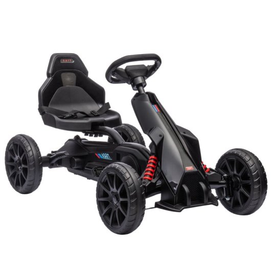 Homcom Kart Pedales Para Niños De 3-8 Años Con Asiento Ajustable Negro