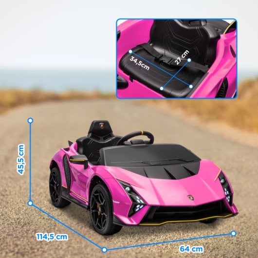 Aiyaplay Lamborghini Autentica Coche Eléctrico Para Niños De +3 Años Rosa