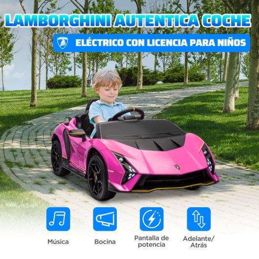 Aiyaplay Lamborghini Autentica Coche Eléctrico Para Niños De +3 Años Rosa