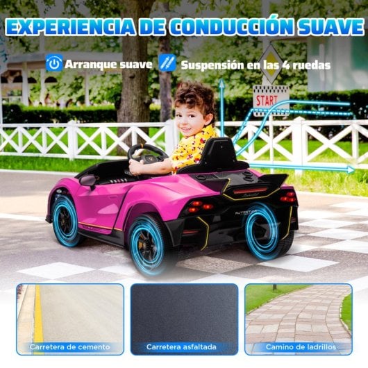 Aiyaplay Lamborghini Autentica Coche Eléctrico Para Niños De +3 Años Rosa