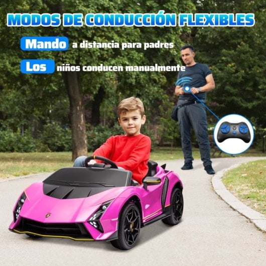 Aiyaplay Lamborghini Autentica Coche Eléctrico Para Niños De +3 Años Rosa
