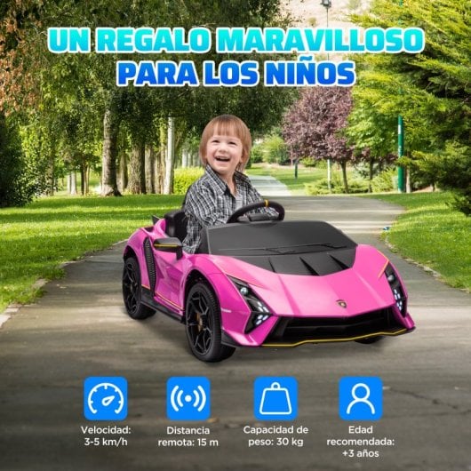 Aiyaplay Lamborghini Autentica Coche Eléctrico Para Niños De +3 Años Rosa