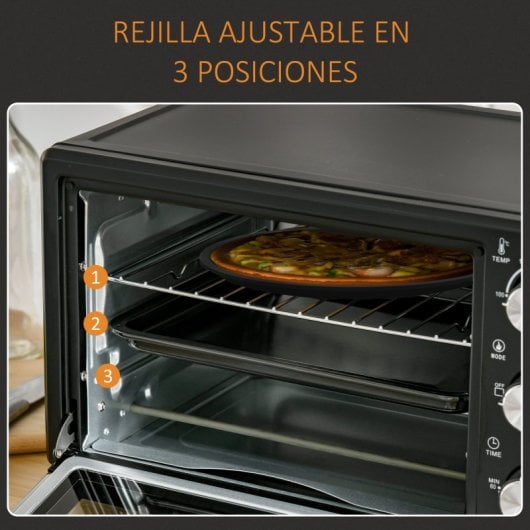 Homcom Forno Elétrico De Bancada De 21l 1400w Com Temporizador Preto