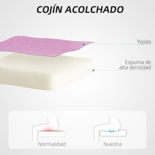 Homcom Cadeira de secretária sem braços com altura regulável Carga 120 Kg Rosa