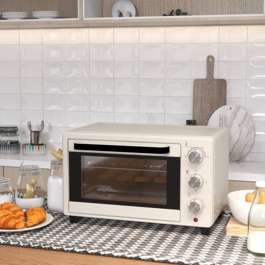 Homcom Forno Elétrico De Bancada De 21l 1400w Com Temporizador Creme