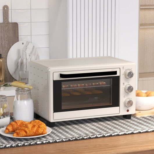 Homcom Forno Elétrico De Bancada De 21l 1400w Com Temporizador Creme