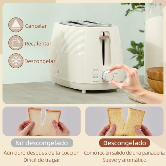 Homcom Tostador Para 2 Rebanadas y Hervidor 2200W 1.7L Crema