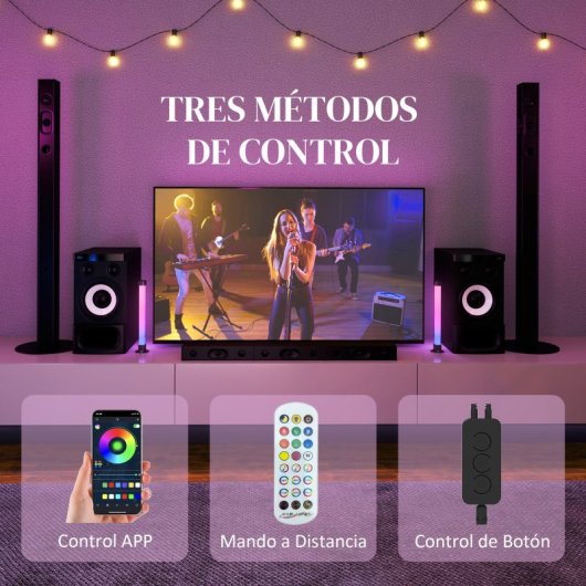 Homcom Conjunto De Candeeiros De Mesa Inteligentes Com App Bluetooth Branco
