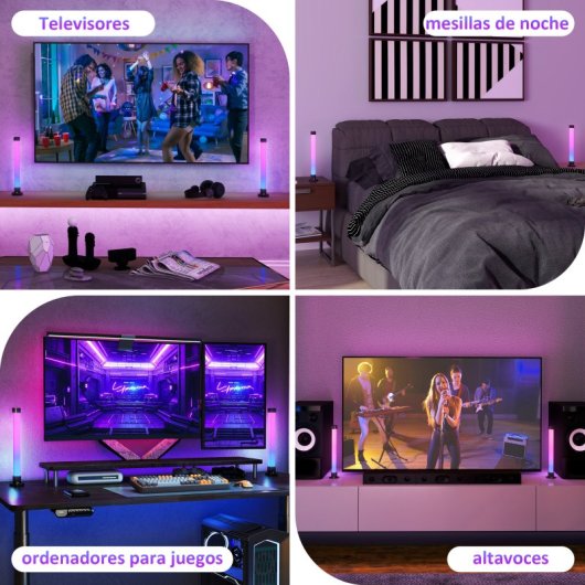 Homcom Conjunto De Candeeiros De Mesa Inteligentes Com App Bluetooth Branco