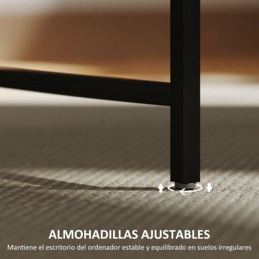 Homcom Mesa De Escritorio Con Luces LED 100x50x90.5cm Marrón Rústico