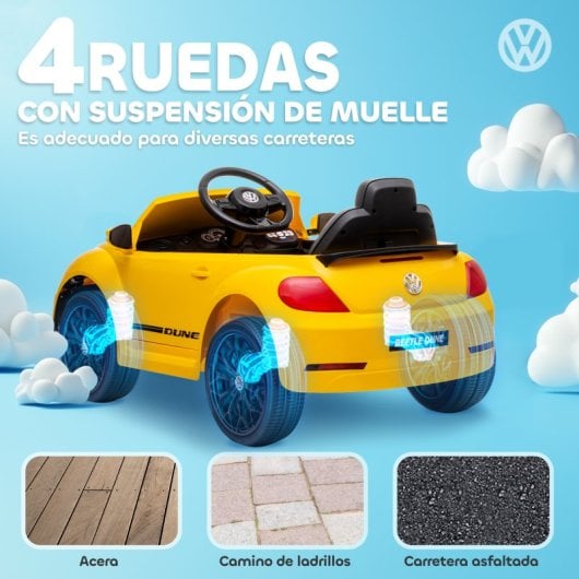 Aiyaplay Volkswagen Beetle Coche Eléctrico Para Niños De +3 Años Amarillo