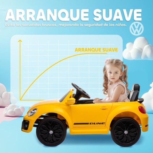 Aiyaplay Volkswagen Beetle Coche Eléctrico Para Niños De +3 Años Amarillo