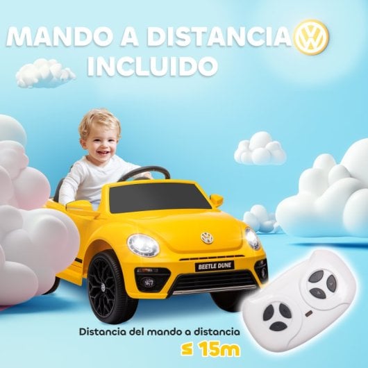 Aiyaplay Volkswagen Beetle Coche Eléctrico Para Niños De +3 Años Amarillo