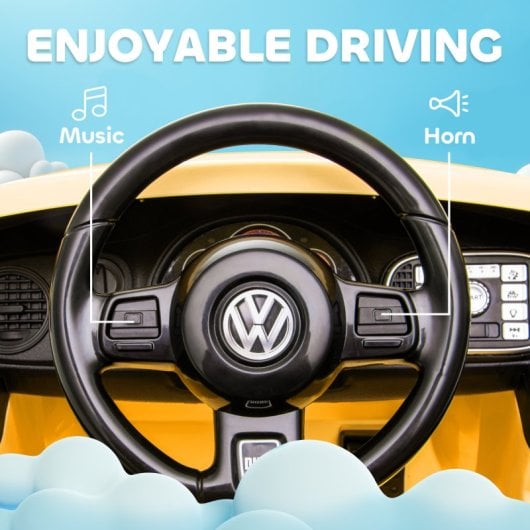 Aiyaplay Volkswagen Beetle Coche Eléctrico Para Niños De +3 Años Amarillo