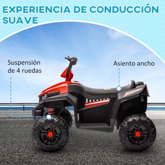 Aiyaplay Quad Eléctrico Para Niños De +3 Años Con Batería 12v Rojo