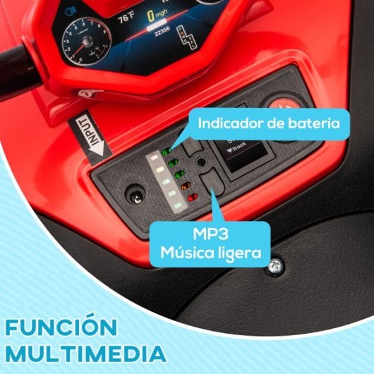 Aiyaplay Quad Eléctrico Para Niños De +3 Años Con Batería 12v Rojo