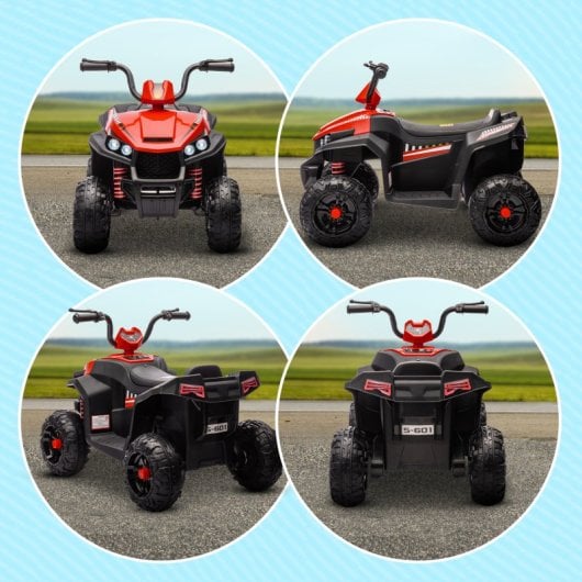 Aiyaplay Quad Eléctrico Para Niños De +3 Años Con Batería 12v Rojo