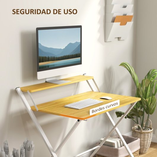 Homcom Escritorio Plegable con Estante Abierto 86x66x82cm Natural