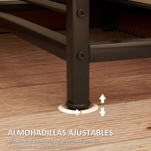 Homcom Secretária Com Prateleiras Reversíveis 110x53x115,5 Cm Carvalho e Preto