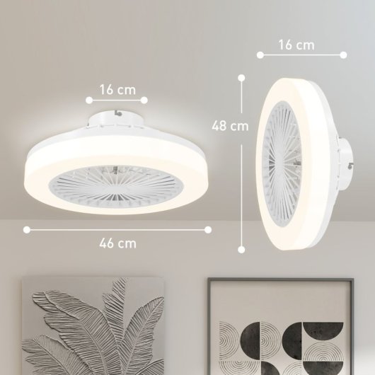 Homcom Ventoinha de Teto com Luz LED 40W Motor Dc Reversível Branca
