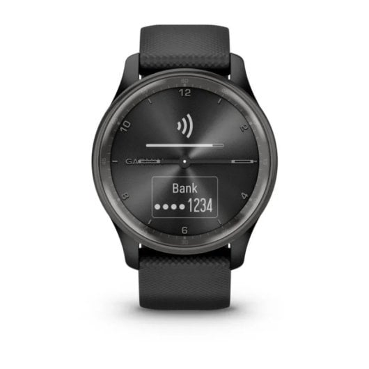 Smartwatch ibrido Garmin vívomove Trend con lunetta in acciaio inossidabile nero e cinturino in silicone nero