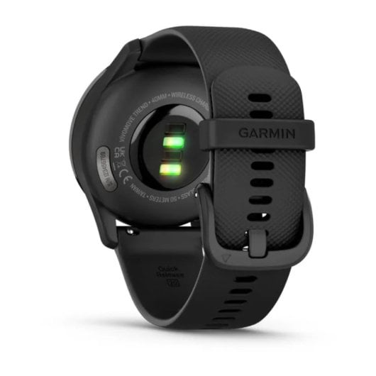 Smartwatch ibrido Garmin vívomove Trend con lunetta in acciaio inossidabile nero e cinturino in silicone nero