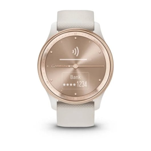 Garmin vívomove Trend Smartwatch Híbrido com Moldura em Aço Inox Rosa Dourado e Bracelete de Silicone Bege