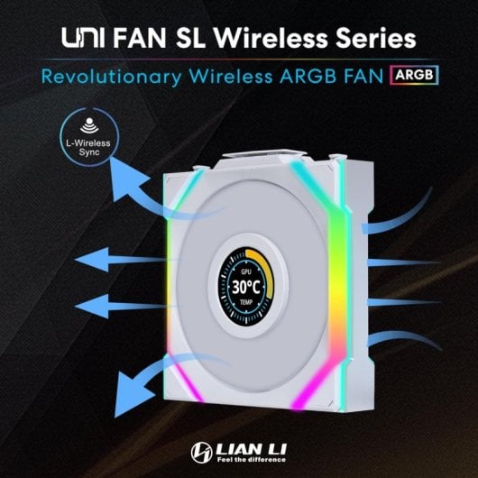 Lian Li UNI FAN SL Wireless LCD 120 Reverse Ventilador Suplementario 120mm Blanco