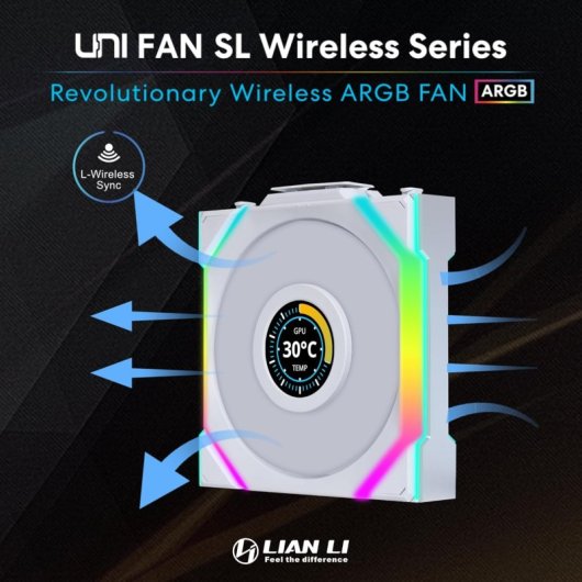 Lian Li UNI FAN SL Wireless LCD 120 Pack Triple Ventilador Suplementario 120mm Blanco