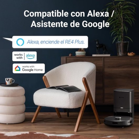 EZVIZ RE4 Plus Robot Aspirador y Fregasuelos con Estación de Vaciado Automático Negro