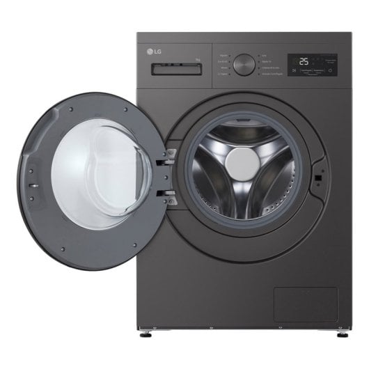 Máquina de lavar roupa LG F4A1009NDK de 9 kg com carga frontal, 1400 rpm, classe A, grafite/prata, com profundidade especial de 49 cm e rearme automático