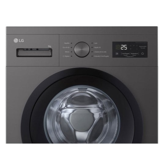 Máquina de lavar roupa LG F4A1009NDK de 9 kg com carga frontal, 1400 rpm, classe A, grafite/prata, com profundidade especial de 49 cm e rearme automático