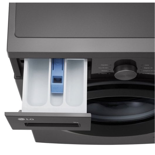 Máquina de lavar roupa LG F4A1009NDK de 9 kg com carga frontal, 1400 rpm, classe A, grafite/prata, com profundidade especial de 49 cm e rearme automático
